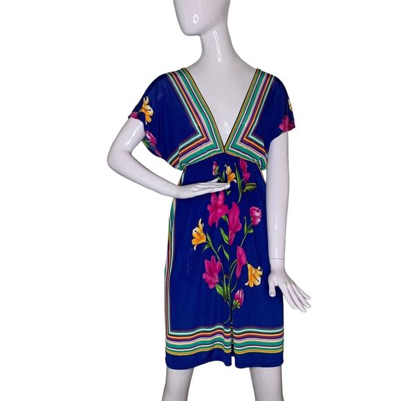 Rhapsody Floral Dress Size Small V Neck Low Cut Back - Picture 1 of 6
